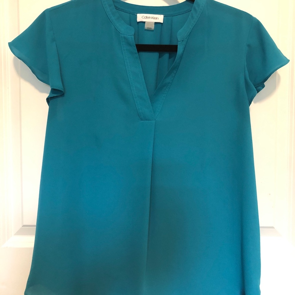 Calvin Klein Blue Short Sleeve Blouse